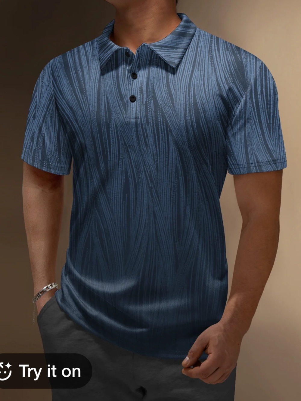 HARDADDY Blue Abstract Wave Print Men’s Performance Golf Polo Shirt - Size Large